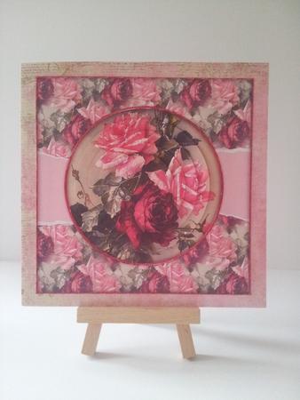 Beautiful 6x6 Torn Strip Vintage Pink Roses Quick Card by Mary Brunton
