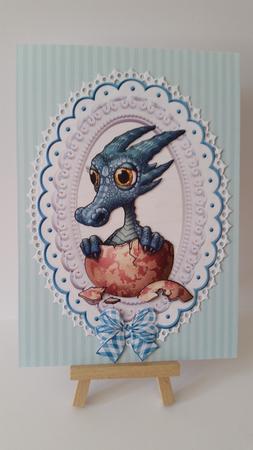 Little Blue Dragon Hatching from Egg by Mary Brunton