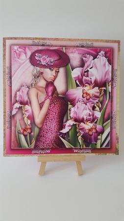 Beautiful Lady in Silky Dress with Flowers Card Front by Mary Brunton