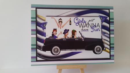 Time to Party with My Friends in Purple A4 by Mary Brunton