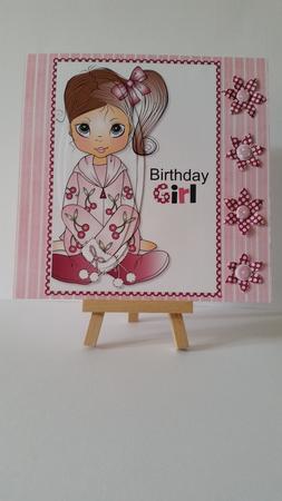 Poppy in Onesie Birthday Girl Topper by Mary Brunton