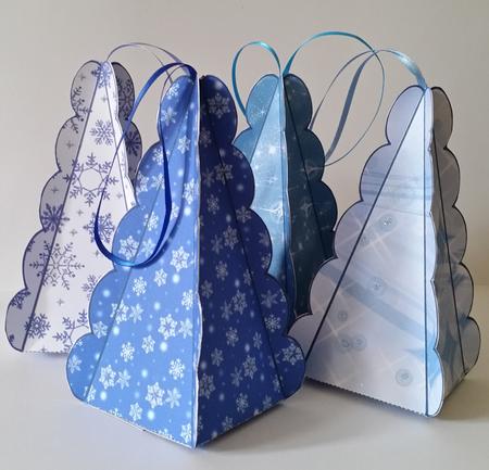 Christmas Tree Boxes - Blue & White Set by Mary Brunton