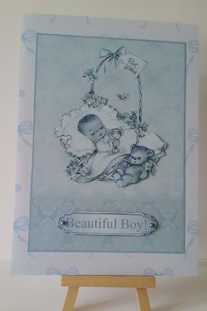 Vintage Baby Boy Card Front / Topper & Decoupage by Mary Brunton