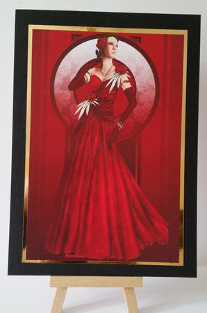 Art Deco Lady Rose (red) A4 by Mary Brunton