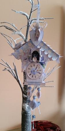 Country Porcelain Rose Cuckoo Clock/treat Box by Mary Brunton