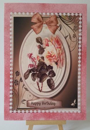 Beautiful Shabby Chic Cream Roses in Pyramid  by Mary Brunton
