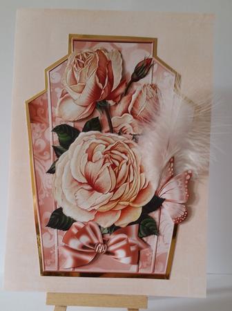 Art Deco Topper with Vintage Peach Roses by Mary Brunton