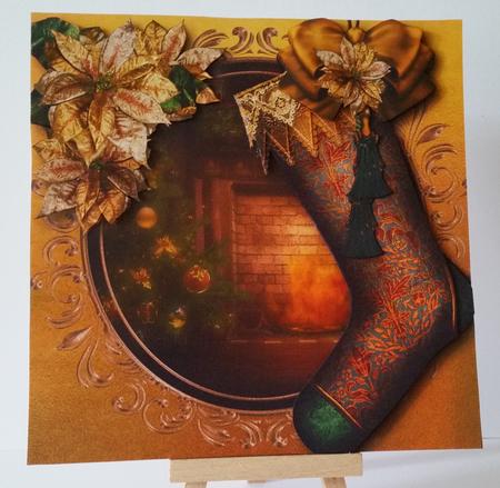Gorgeous Vintage Stocking - Golden Poinsettias by Mary Brunton