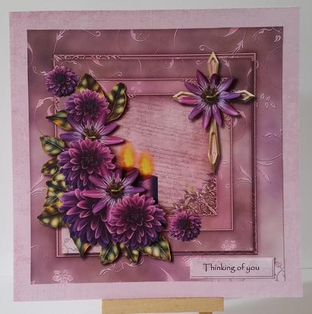 Sympathy Purple Flowers and Cross by Mary Brunton