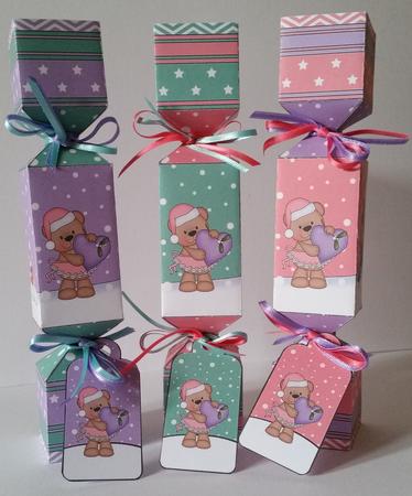 3D Livvy Bear Snowy Scene Christmas Cracker Boxes by Mary Brunton