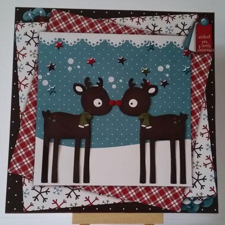 7.5 x 7.5 Card Topper Rendeer with Love by Mary Brunton