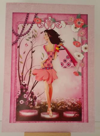Fashionista! in the Pink Card Front and Decoupage by Mary Brunton