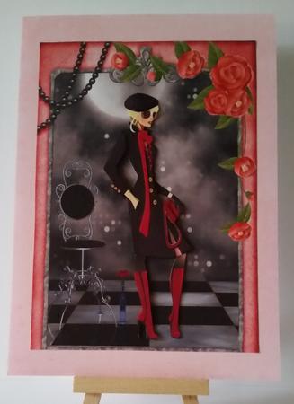 Fashionista! in Black and Red Card Front and Decoupage by Mary Brunton