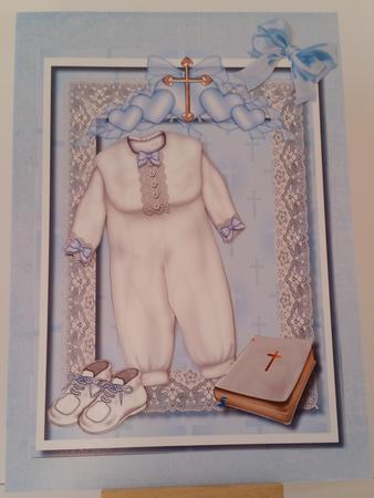Lovely Baby Boy Christening or Baptism Card by Mary Brunton