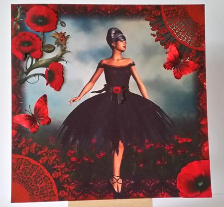 Poppy Ballet Card Topper/card Front by Mary Brunton