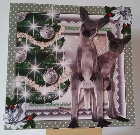 A Merry Kangaroo Christmas Card Front Kit by Mary Brunton
