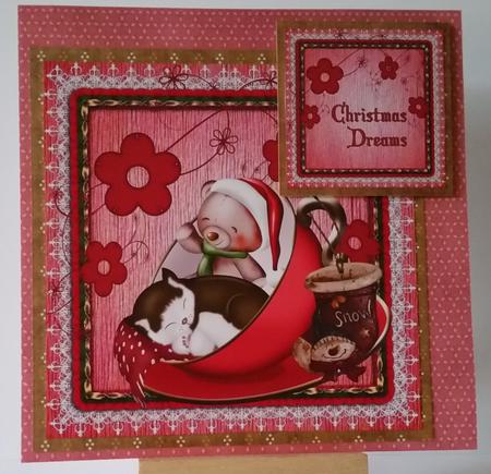 Christmas Dreams Catnap - Two Card Fronts, Sentiments & Tags by Mary Brunton