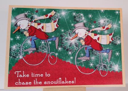 Take Time to Chase the Snowflakes! Bicycle Snowmen by Mary Brunton