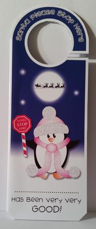 Santa Stop Here Penguin Door Hanger by Mary Brunton
