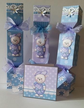 3D New Baby Boy Cracker Gift Favour Boxes by Mary Brunton
