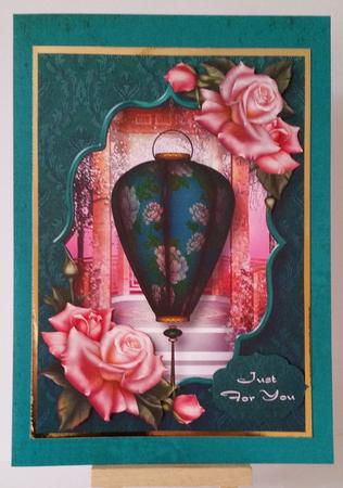 Fabulous Chinese Lantern & Pink Roses by Mary Brunton