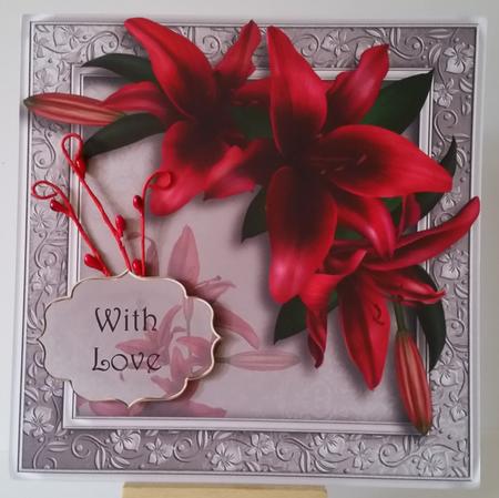 Gorgeous Red Lilies 8x8 Quick Topper by Mary Brunton