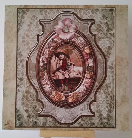 Besse Girl & Besse Dog Topper & Pyramid Decoupage by Mary Brunton