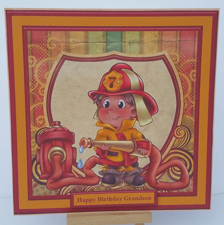 Adorable Fireman Birthday Boy Age Topper & Sentiments by Mary Brunton