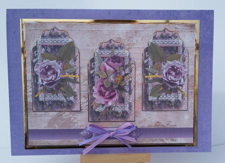Lilac Rose Panel Card with Toppers by Mary Brunton