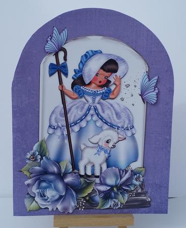 Little Bo Peep, with Her Little Lamb, Blue Rose & Bow by Mary Brunton