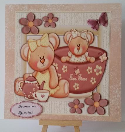 Cute Pair of Bears Having Tea 8x8 Mini Kit by Mary Brunton