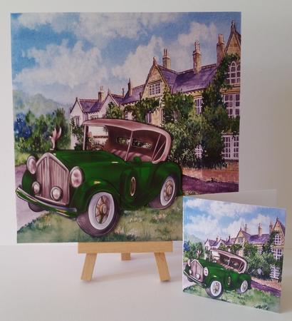 Lovely Mansion with Drive and Vintage Green Car 8x8 Kit by Mary Brunton