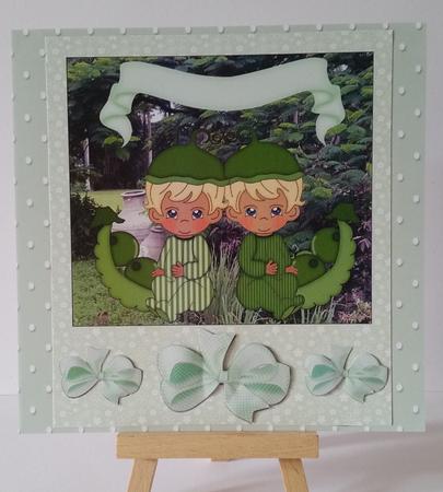 Blonde Haired Baby Boys Peas in a Pod Card Front 3 by Mary Brunton