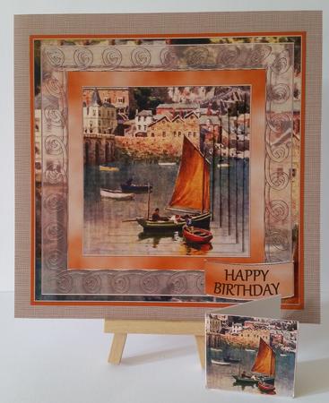 Vintage Bideford Harbour 8x8 Card Front Minikit by Mary Brunton