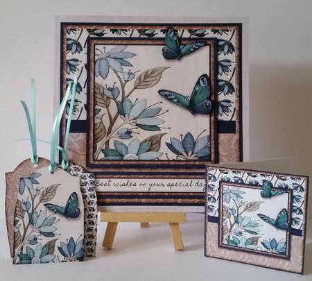 Cardtopper Blue Butterfly 275 by Mary Brunton