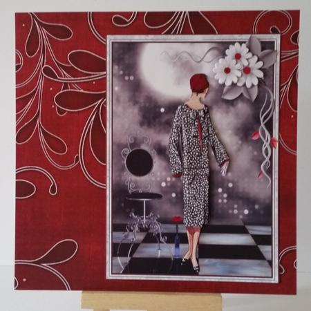 Deep Red Linen Swirls A4 Backing Paper by Mary Brunton