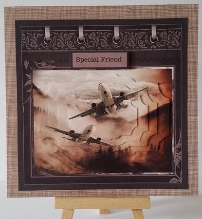 Aeroplanes in Flight Card with Decoupage by Mary Brunton