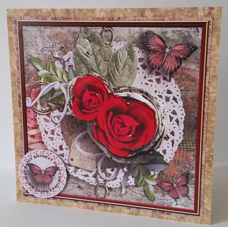 Cardtopper Singlesheet Red Roses 103 by Mary Brunton