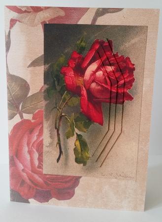 Single Red Rose Shaped Pyramid with Butterflies by Mary Brunton