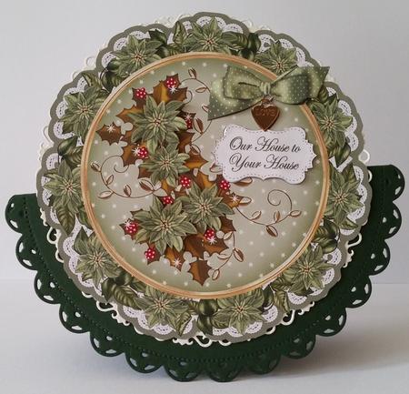 Olive Poinsettia Ours to Yours 8in Doily Decoupage Topper by Mary Brunton