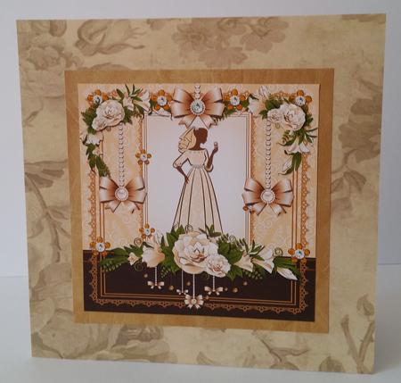 Caramel Kisses Wedding Decoupage Card by Mary Brunton