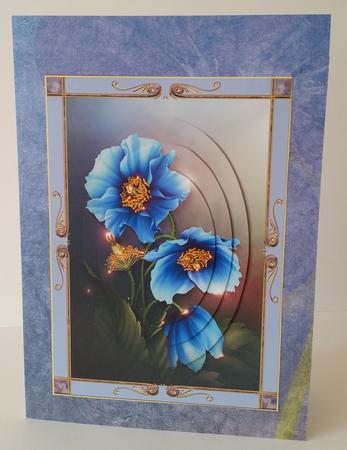 Beautiful Framed Blue Poppies with Pyramage by Mary Brunton