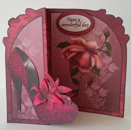 Fbp Red Shoe with Lilies and Roses by Mary Brunton