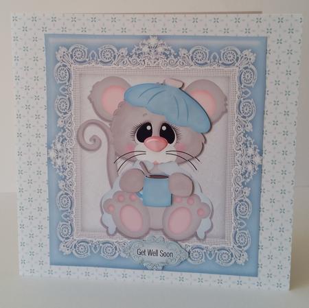 Gorgeous Get Well Soon Mouse 8x8 by Mary Brunton
