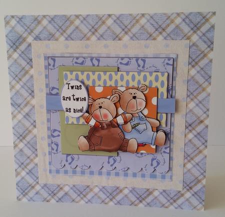 Scallop Pearl Sketch Card - Twin Bears by Mary Brunton