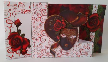 Christmas or Winter Birthday Red Masquerade Stand Alone Card by Mary Brunton