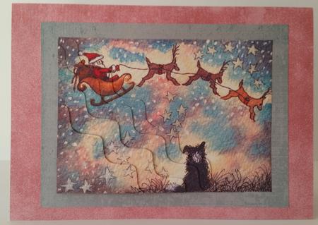Santa Across the Sky on Christmas Eve Wavy Corner Stacker by Mary Brunton