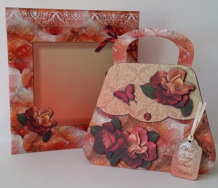 Rose Autumn Colours Handbag Shaped Card Kit by Mary Brunton