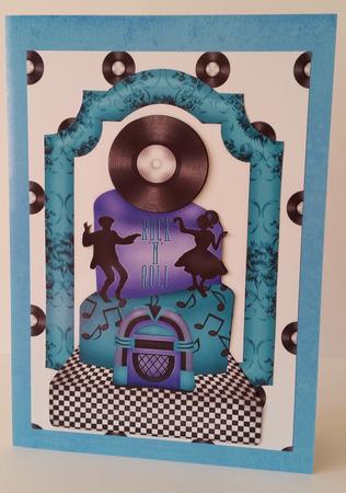 Rock N Roll Birthday Cake with Record, Turq and Blue by Mary Brunton