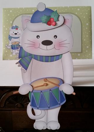 3D on the Shelf Card Kit - Little Christmas Cat Bella by Mary Brunton